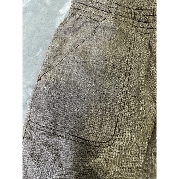 Capagallo Cropped Linen/Cotton Wide Leg Pants Women's Large  Boho Beaded Sequins - Picture 5 of 8